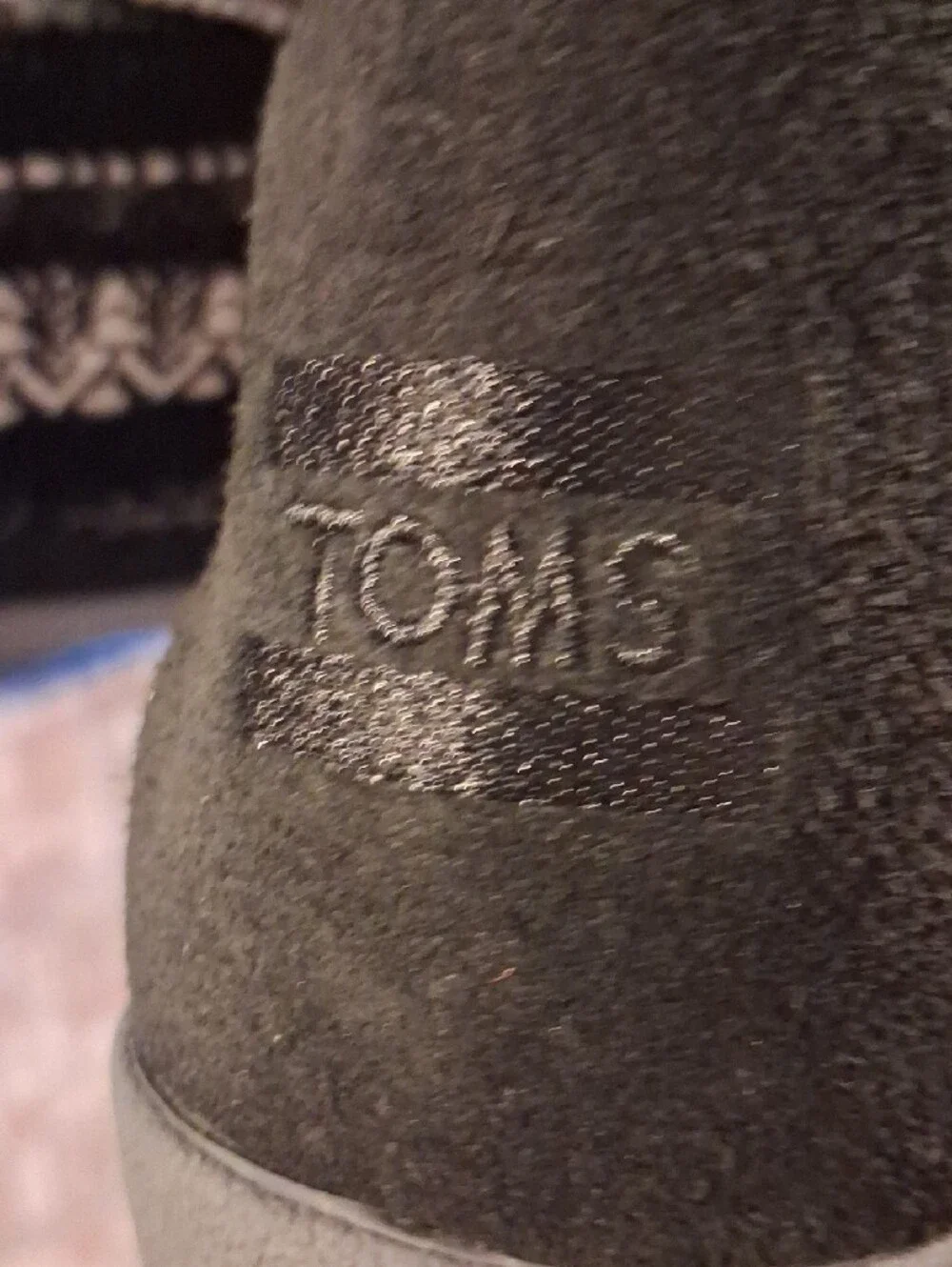 Toms Black & Gray Knit Winter Boots with Patterned Shaft Size 7